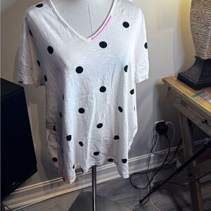 TOP Ligne Polka Dot V-Neck Women's Top Large